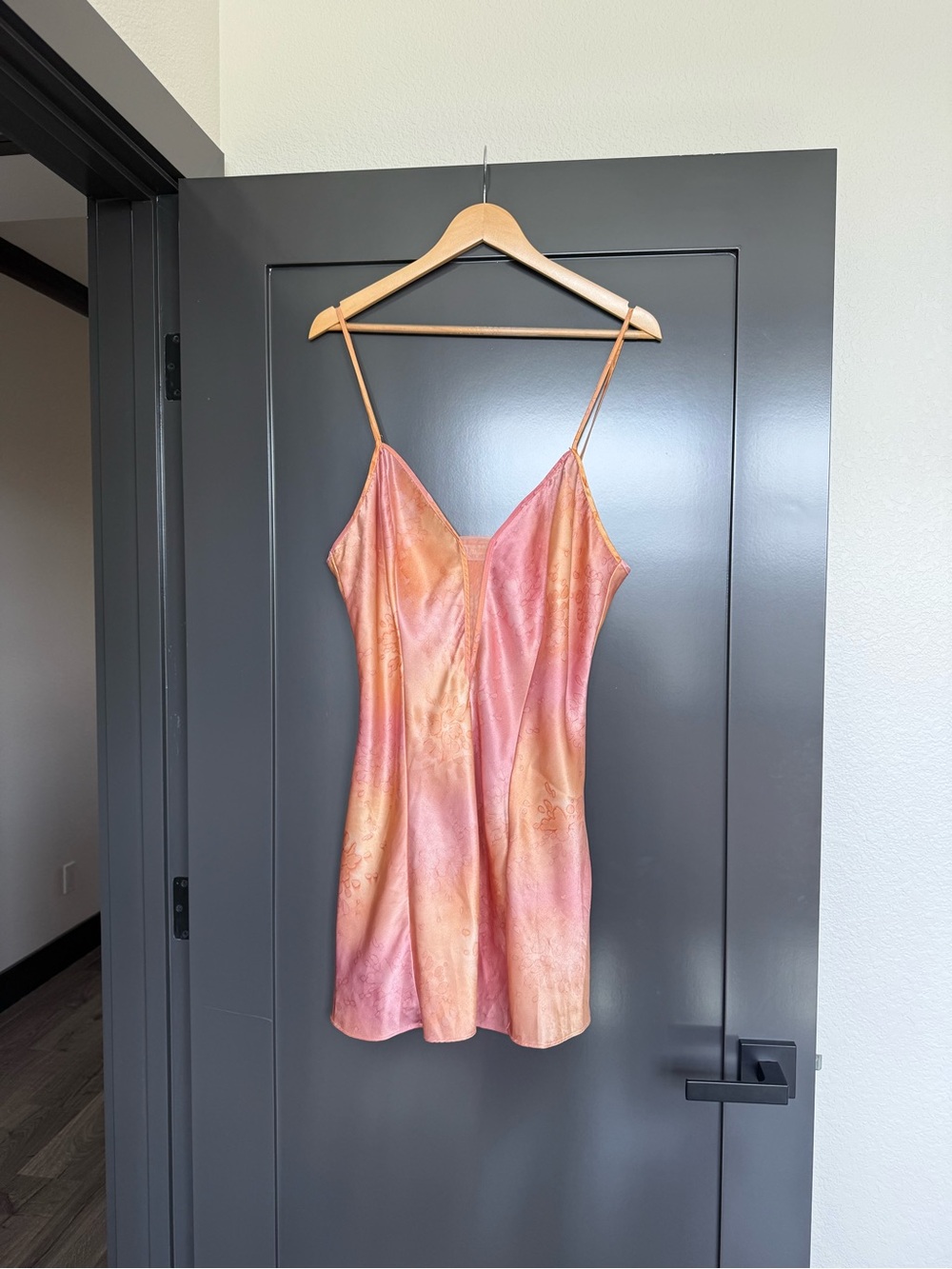 Victoria Secret Gold Label Silky Sunset Slip Dress - Pink & Orange